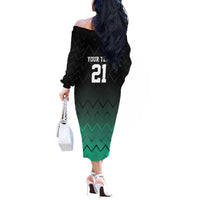 Tanzania Football Custom Off The Shoulder Long Sleeve Dress Retro 2023-24 Tanzania History - Wonder Print Shop