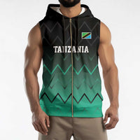 Tanzania Football Custom Sleeveless Zip Hoodie Retro 2023-24 Tanzania History - Wonder Print Shop