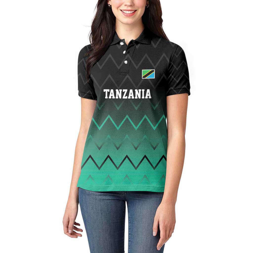 Tanzania Football Custom Women Polo Shirt Retro 2023-24 Tanzania History - Wonder Print Shop