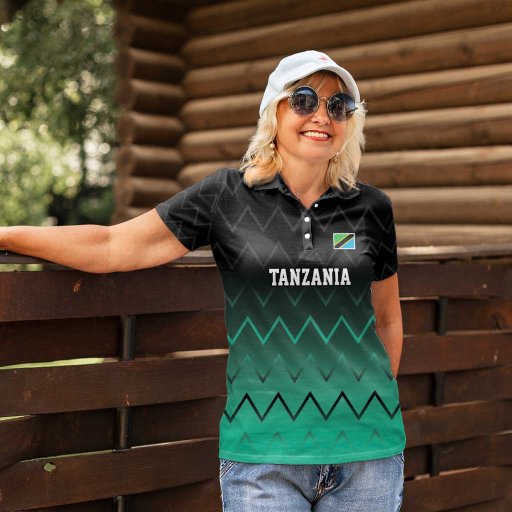 Tanzania Football Custom Women Polo Shirt Retro 2023-24 Tanzania History - Wonder Print Shop