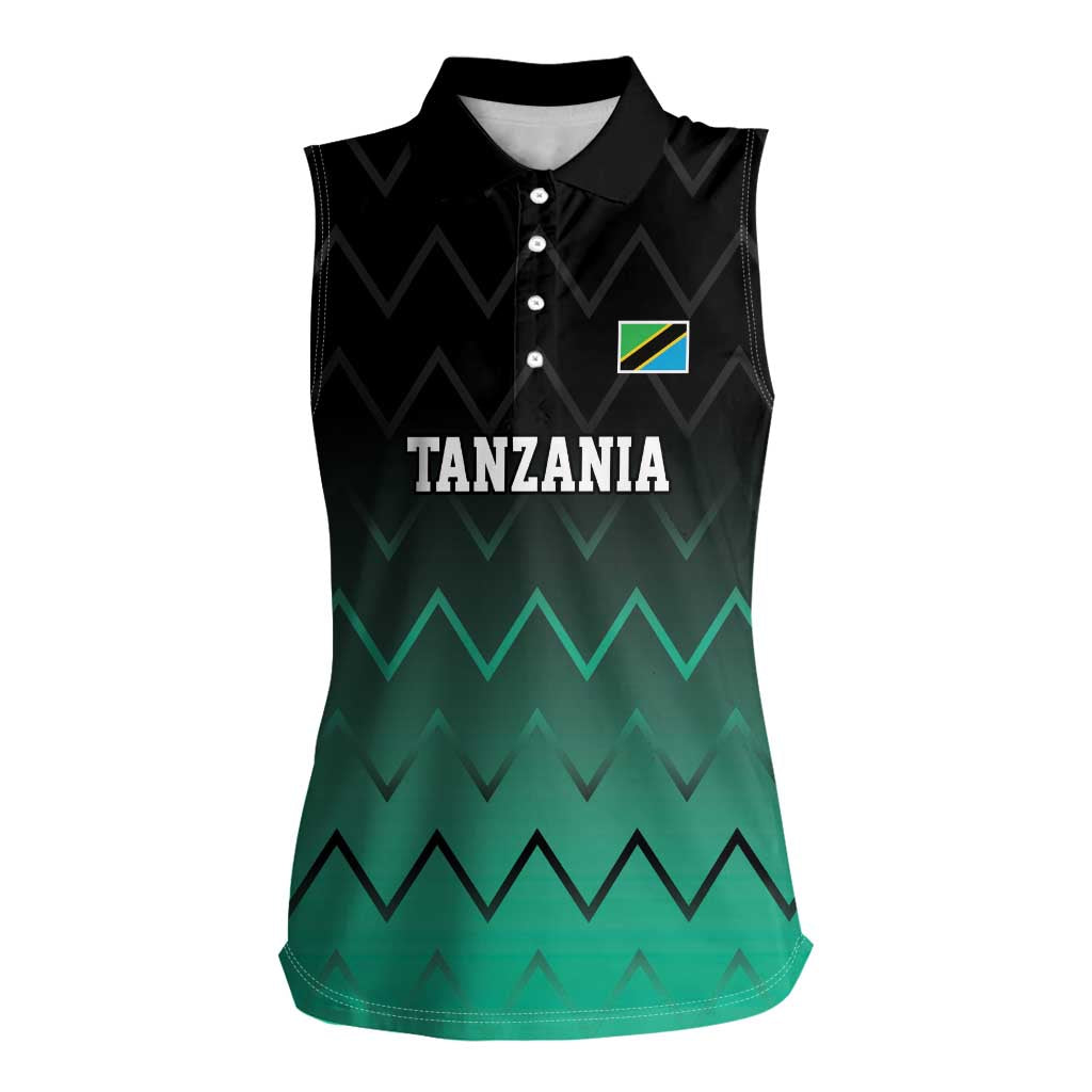 Tanzania Football Custom Women Sleeveless Polo Shirt Retro 2023-24 Tanzania History - Wonder Print Shop