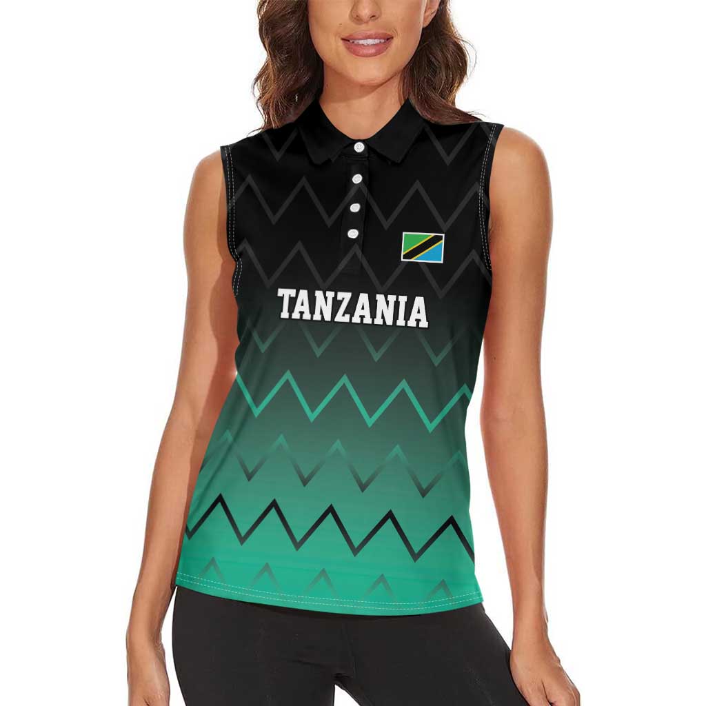 Tanzania Football Custom Women Sleeveless Polo Shirt Retro 2023-24 Tanzania History - Wonder Print Shop