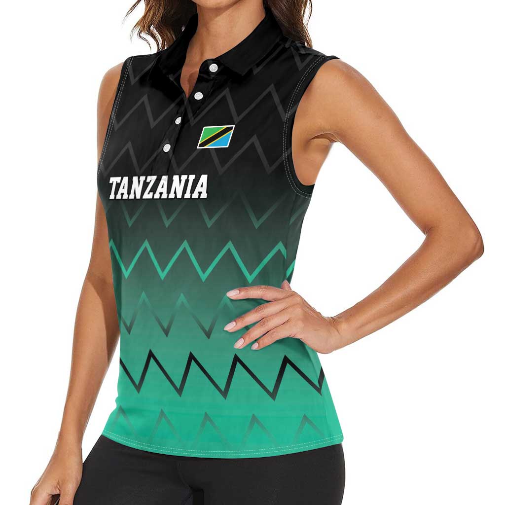 Tanzania Football Custom Women Sleeveless Polo Shirt Retro 2023-24 Tanzania History - Wonder Print Shop