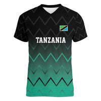 Tanzania Football Custom Women V-Neck T-Shirt Retro 2023-24 Tanzania History - Wonder Print Shop