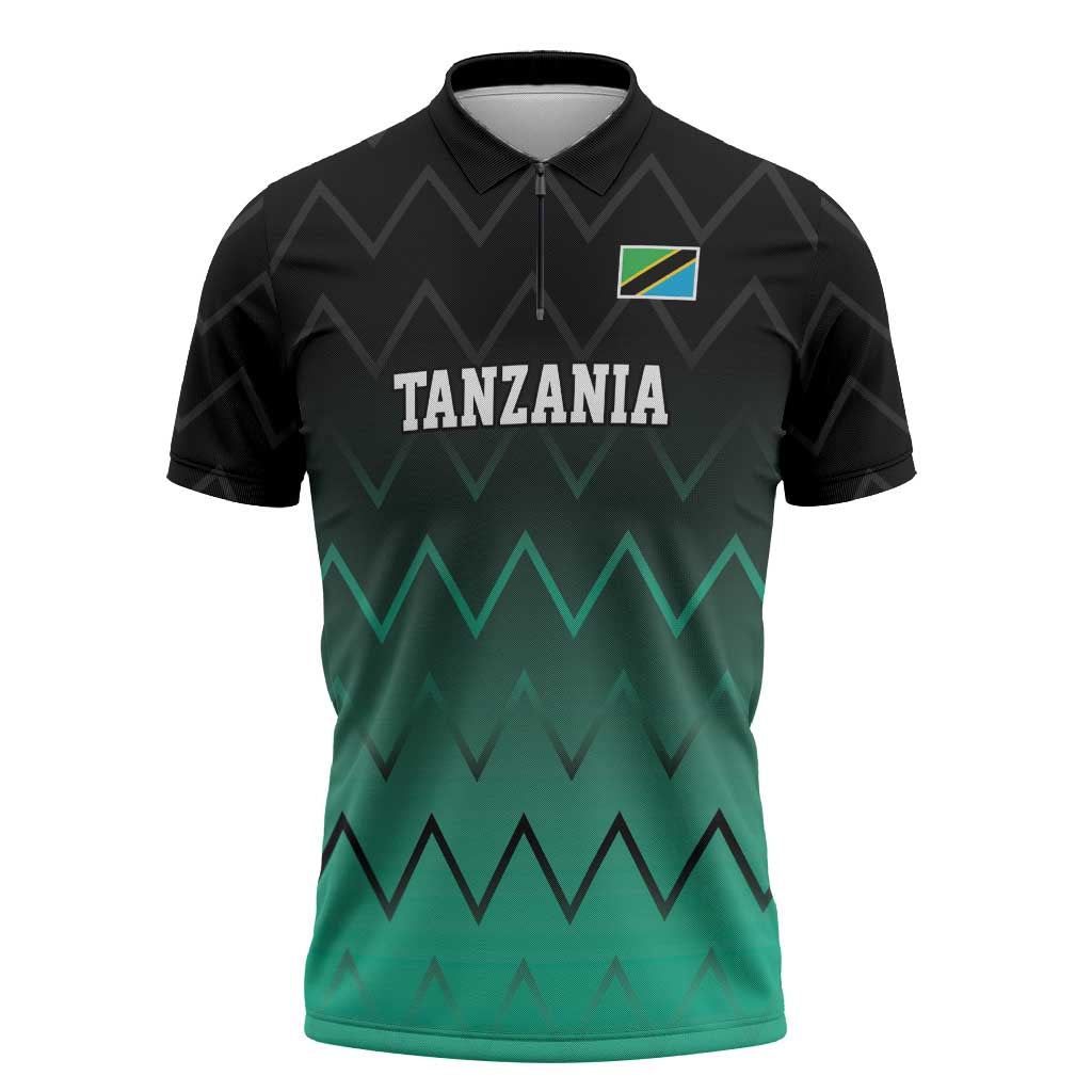 Tanzania Football Custom Zipper Polo Shirt Retro 2023-24 Tanzania History - Wonder Print Shop