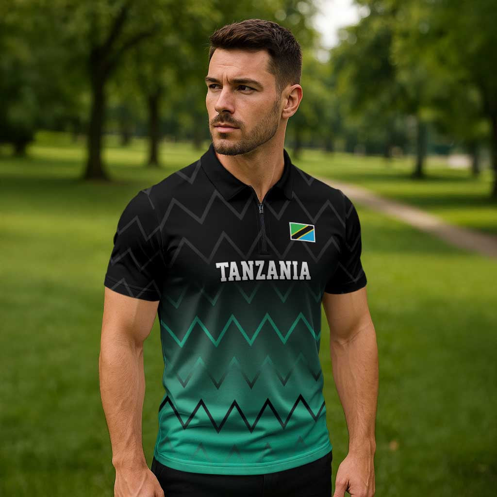 Tanzania Football Custom Zipper Polo Shirt Retro 2023-24 Tanzania History - Wonder Print Shop