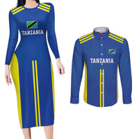 Tanzania Football Custom Couples Matching Long Sleeve Bodycon Dress and Long Sleeve Button Shirt Taifa Stars Go Champion - Wonder Print Shop