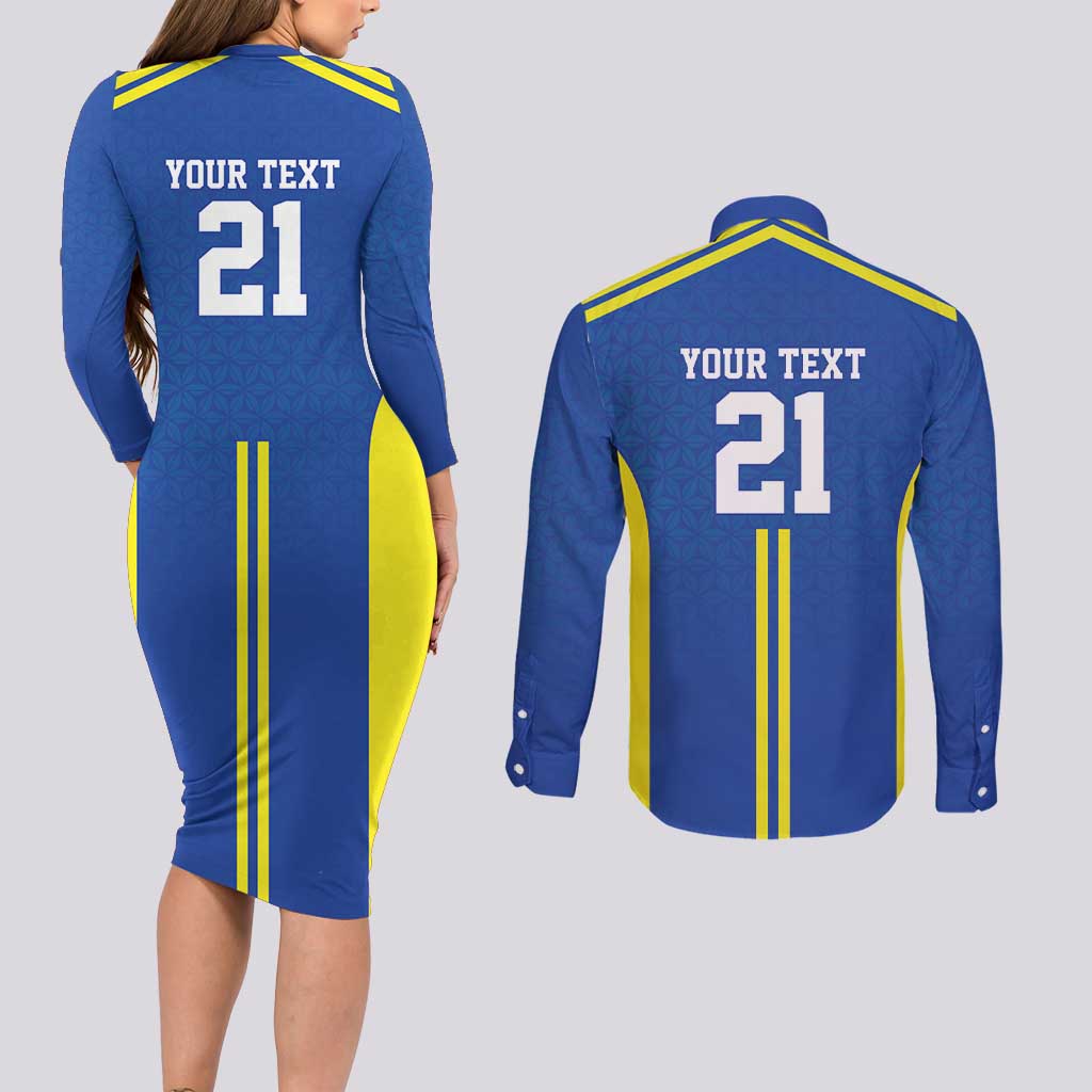 Tanzania Football Custom Couples Matching Long Sleeve Bodycon Dress and Long Sleeve Button Shirt Taifa Stars Go Champion - Wonder Print Shop