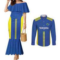 Tanzania Football Custom Couples Matching Mermaid Dress and Long Sleeve Button Shirt Taifa Stars Go Champion - Wonder Print Shop