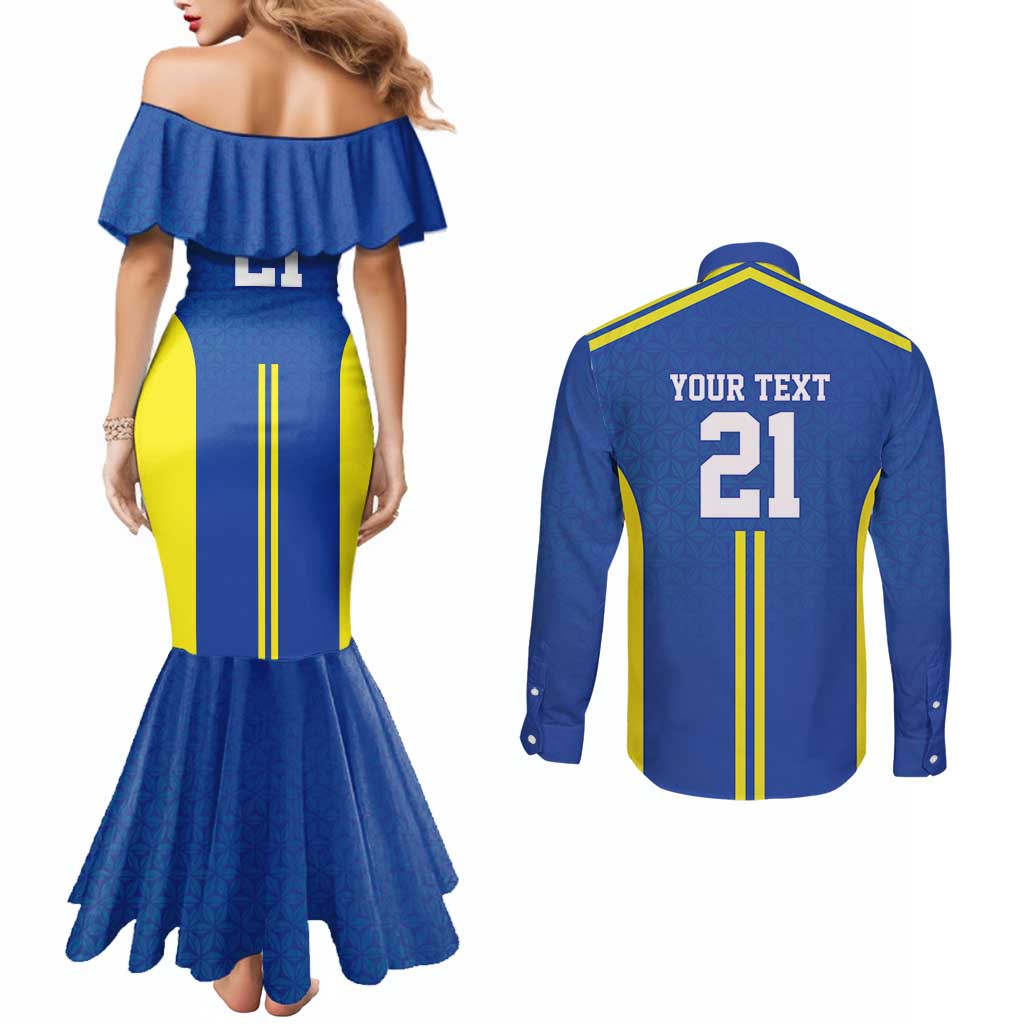 Tanzania Football Custom Couples Matching Mermaid Dress and Long Sleeve Button Shirt Taifa Stars Go Champion - Wonder Print Shop