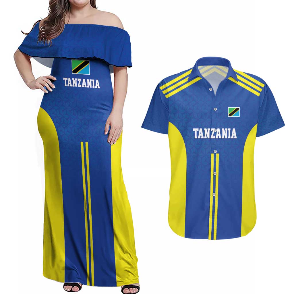 Tanzania Football Custom Couples Matching Off Shoulder Maxi Dress and Hawaiian Shirt Taifa Stars Go Champion - Wonder Print Shop