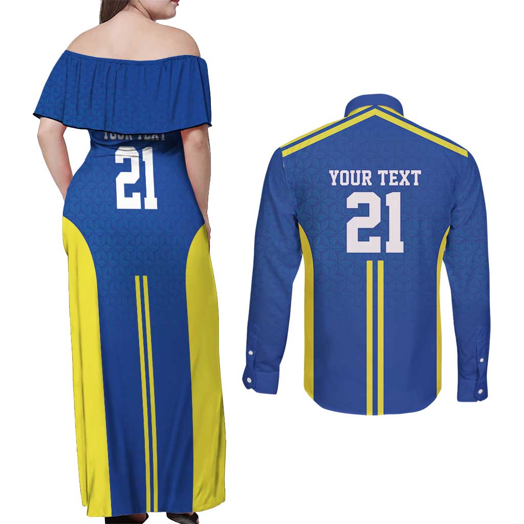 Tanzania Football Custom Couples Matching Off Shoulder Maxi Dress and Long Sleeve Button Shirt Taifa Stars Go Champion - Wonder Print Shop