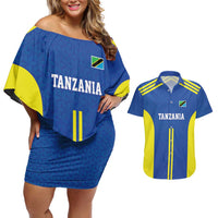Tanzania Football Custom Couples Matching Off Shoulder Short Dress and Hawaiian Shirt Taifa Stars Go Champion - Wonder Print Shop
