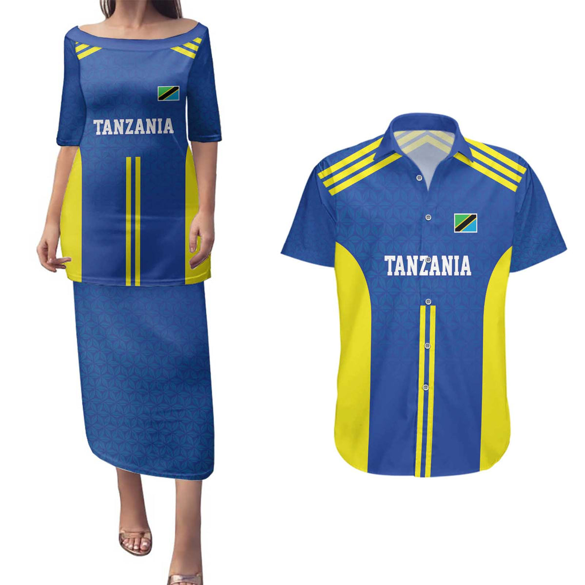 Tanzania Football Custom Couples Matching Puletasi and Hawaiian Shirt Taifa Stars Go Champion - Wonder Print Shop