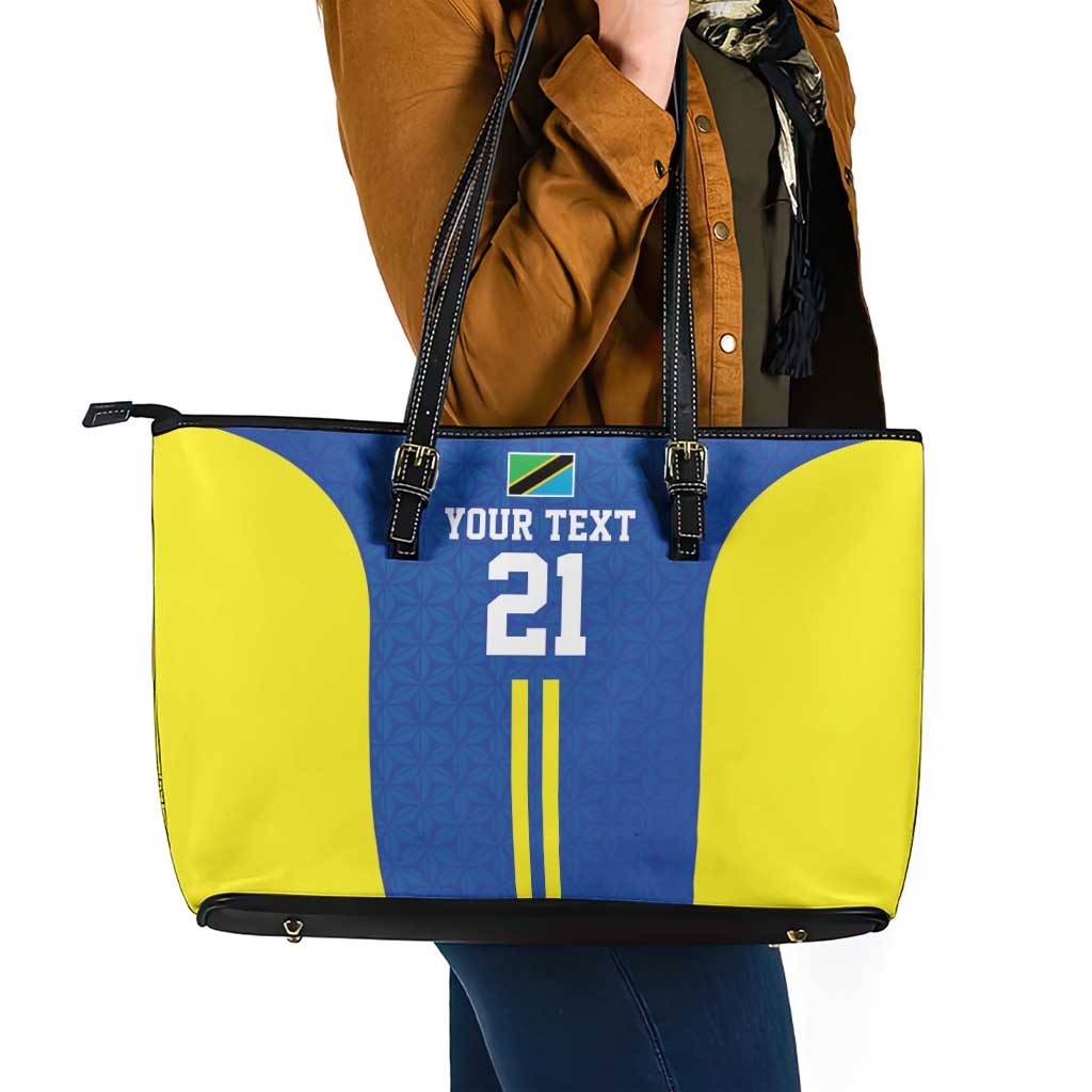 Tanzania Football Custom Leather Tote Bag Taifa Stars Go Champion - Wonder Print Shop