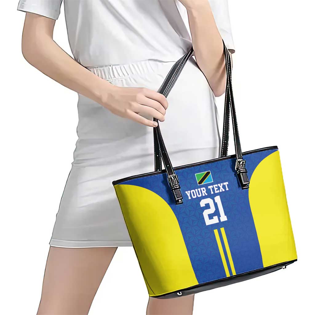 Tanzania Football Custom Leather Tote Bag Taifa Stars Go Champion - Wonder Print Shop