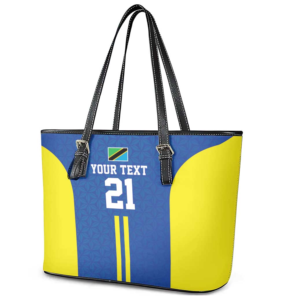 Tanzania Football Custom Leather Tote Bag Taifa Stars Go Champion - Wonder Print Shop