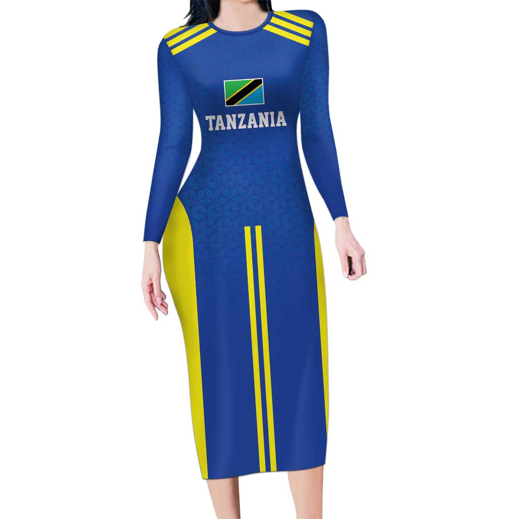 Tanzania Football Custom Long Sleeve Bodycon Dress Taifa Stars Go Champion - Wonder Print Shop