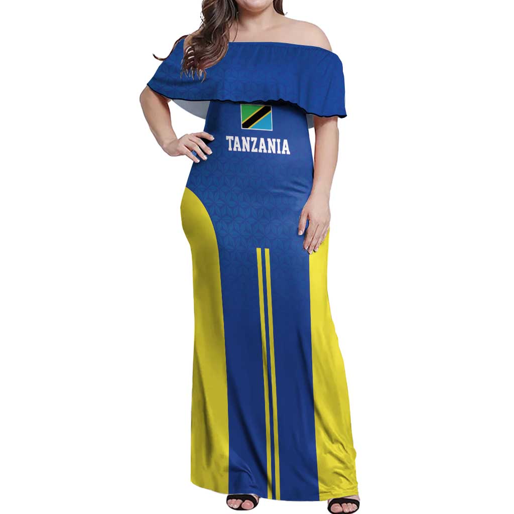Tanzania Football Custom Off Shoulder Maxi Dress Taifa Stars Go Champion - Wonder Print Shop