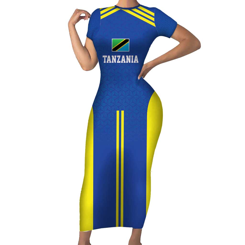 Tanzania Football Custom Short Sleeve Bodycon Dress Taifa Stars Go Champion - Wonder Print Shop