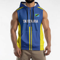 Tanzania Football Custom Sleeveless Zip Hoodie Taifa Stars Go Champion - Wonder Print Shop