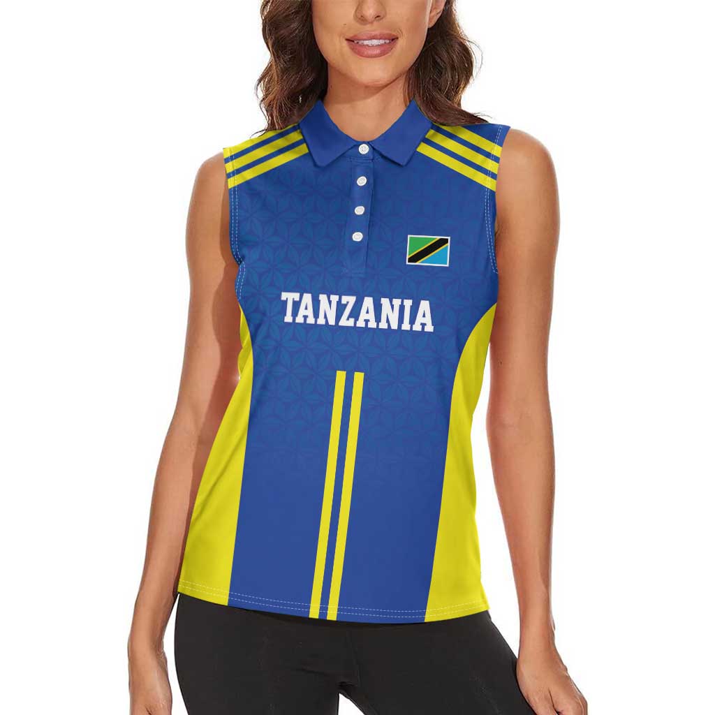Tanzania Football Custom Women Sleeveless Polo Shirt Taifa Stars Go Champion - Wonder Print Shop
