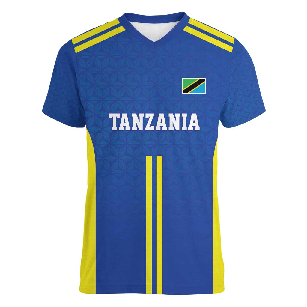 Tanzania Football Custom Women V-Neck T-Shirt Taifa Stars Go Champion - Wonder Print Shop