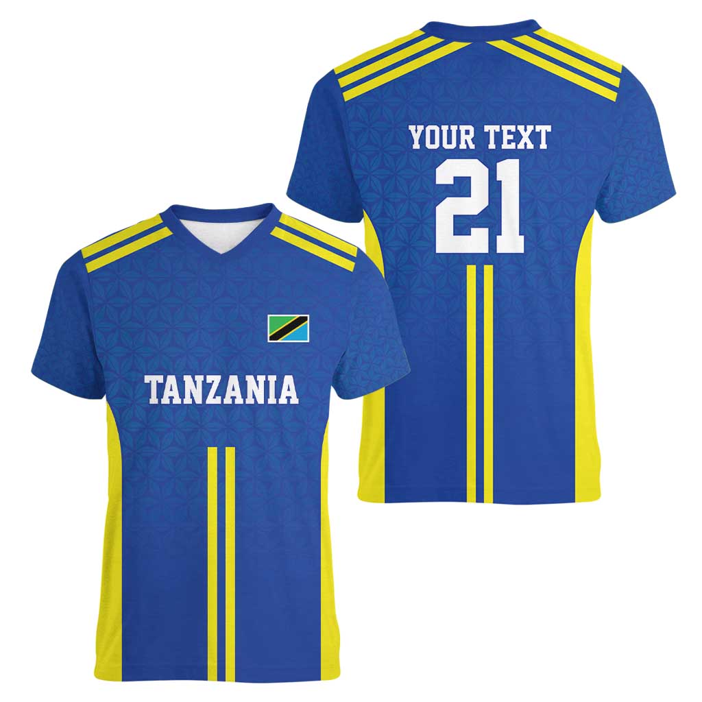Tanzania Football Custom Women V-Neck T-Shirt Taifa Stars Go Champion - Wonder Print Shop