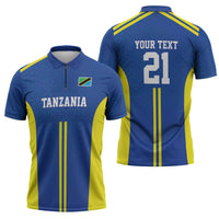 Tanzania Football Custom Zipper Polo Shirt Taifa Stars Go Champion - Wonder Print Shop