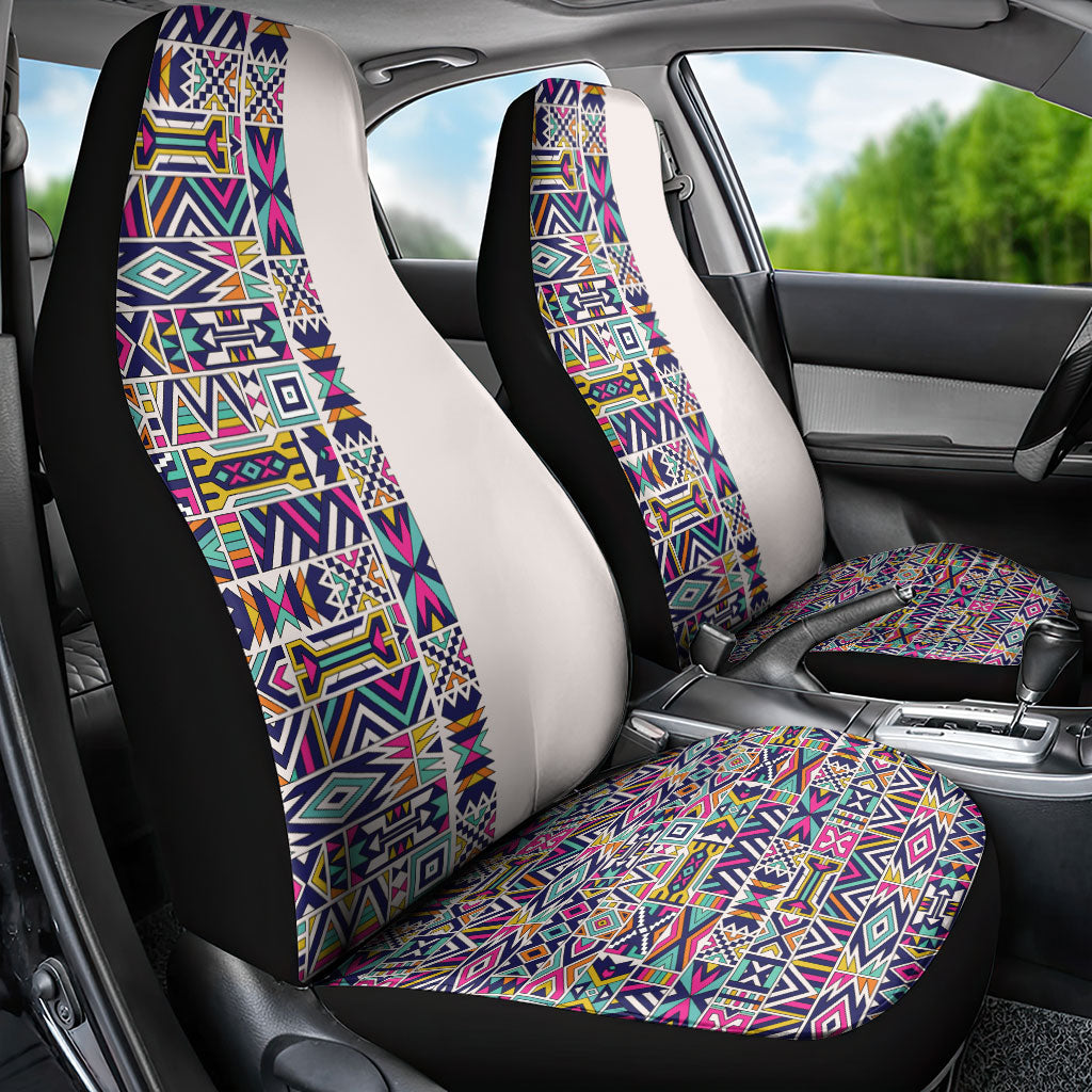 African Ndebele Art Patterns Car Seat Cover Beige Half Style