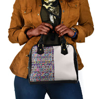 African Ndebele Art Patterns Shoulder Handbag Beige Half Style