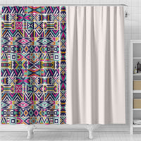 African Ndebele Art Patterns Shower Curtain Beige Half Style
