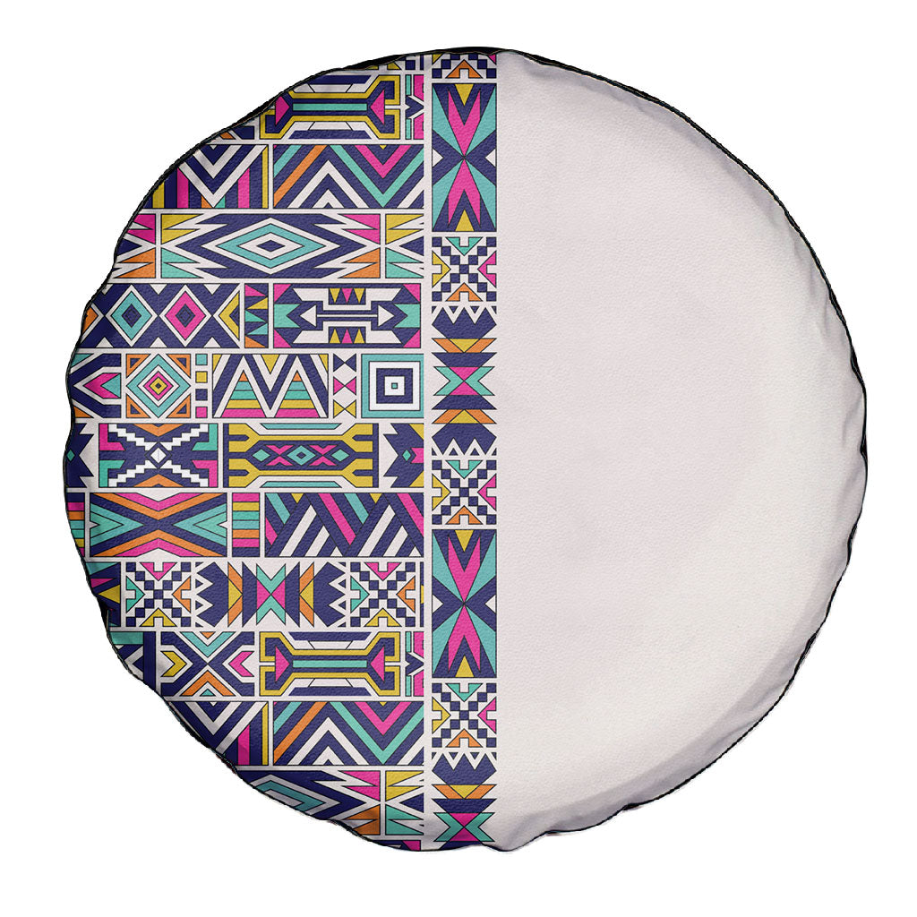 African Ndebele Art Patterns Spare Tire Cover Beige Half Style