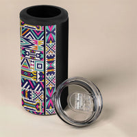 African Ndebele Art Patterns 4 in 1 Can Cooler Tumbler Black Half Style