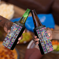 African Ndebele Art Patterns 4 in 1 Can Cooler Tumbler Black Half Style