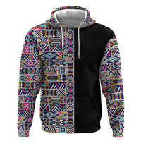 African Ndebele Art Patterns Hoodie Black Half Style