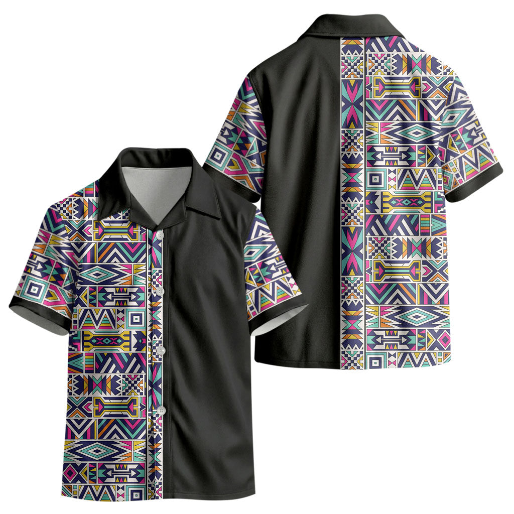 African Ndebele Art Patterns Kid Hawaiian Shirt Black Half Style