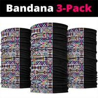 African Ndebele Art Patterns Neck Gaiter Black Half Style