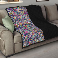 African Ndebele Art Patterns Quilt Black Half Style