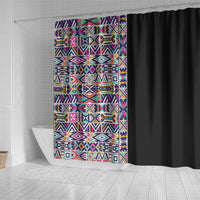 African Ndebele Art Patterns Shower Curtain Black Half Style