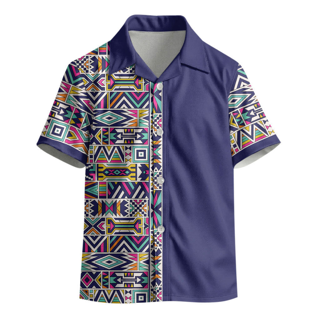 African Ndebele Art Patterns Kid Hawaiian Shirt Navy Blue Half Style