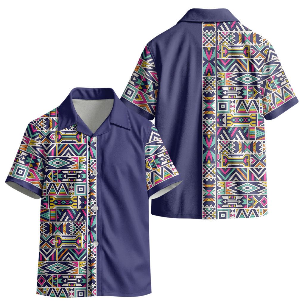 African Ndebele Art Patterns Kid Hawaiian Shirt Navy Blue Half Style