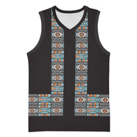 African Ndebele Traditional Attire Basketball Jersey Black Ndebele Stripe