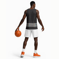 African Ndebele Traditional Attire Basketball Jersey Black Ndebele Stripe