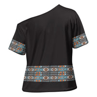African Ndebele Traditional Attire Cross Shoulder Shirt Black Ndebele Stripe