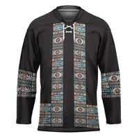 African Ndebele Traditional Attire Hockey Jersey Black Ndebele Stripe