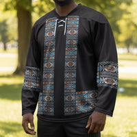 African Ndebele Traditional Attire Hockey Jersey Black Ndebele Stripe
