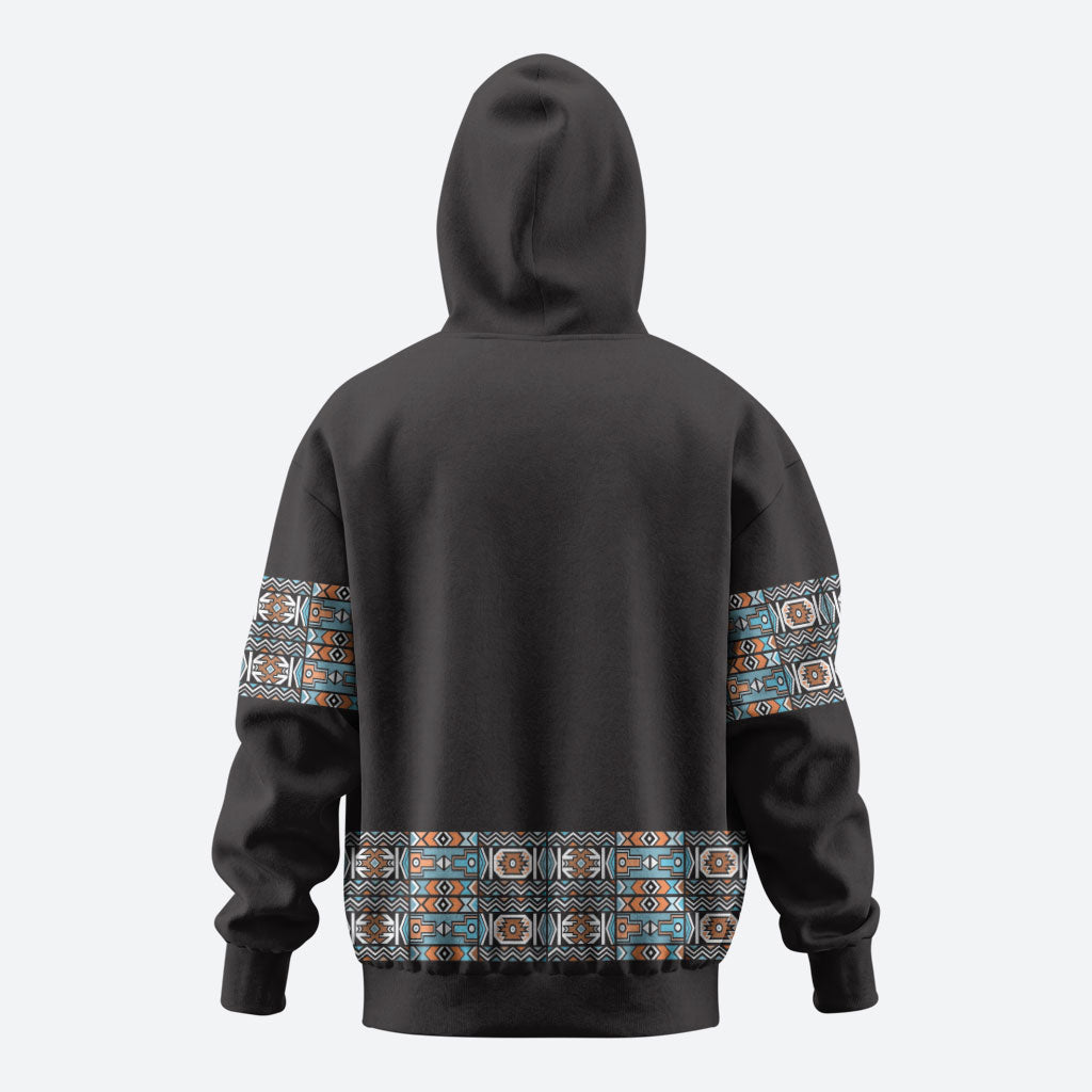African Ndebele Traditional Attire Hoodie Black Ndebele Stripe