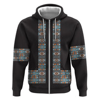 African Ndebele Traditional Attire Hoodie Black Ndebele Stripe