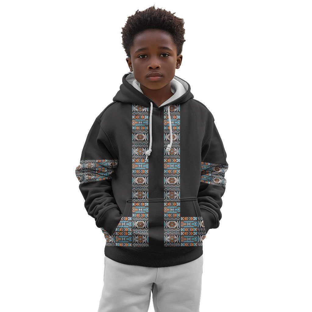 African Ndebele Traditional Attire Kid Hoodie Black Ndebele Stripe